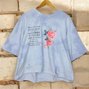 Know Your Worth Hopecore Graphic Boxy Cropped Short Sleeve Tie Dye T Shirt 3X